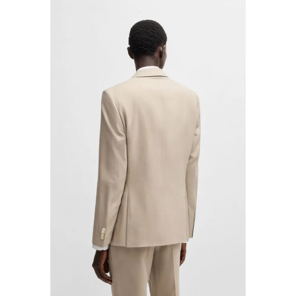 Slim-fit suit in a micro-patterned linen blend