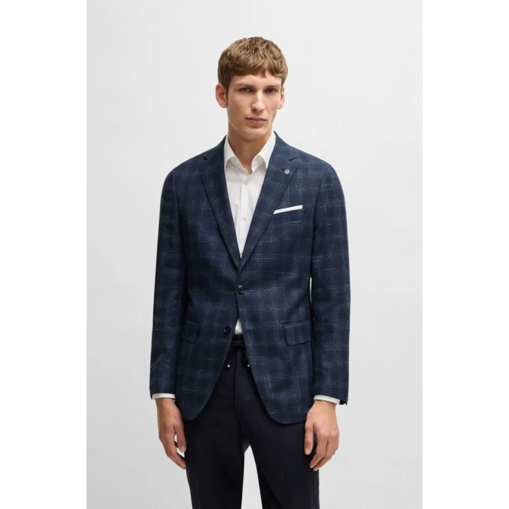 Slim-fit suit jacket in a checked wool blend