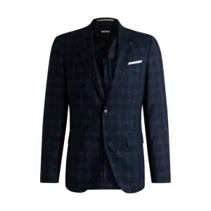 Slim-fit suit jacket in a checked wool blend