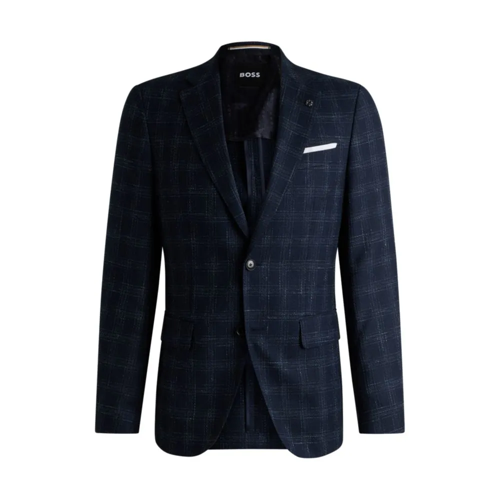 Slim-fit suit jacket in a checked wool blend