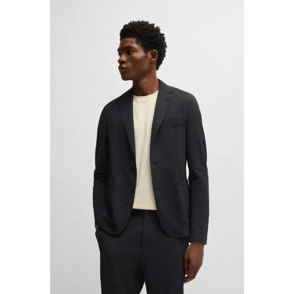 Slim-fit suit jacket in stretch seersucker
