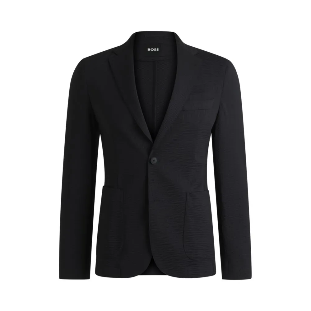 Slim-fit suit jacket in stretch seersucker