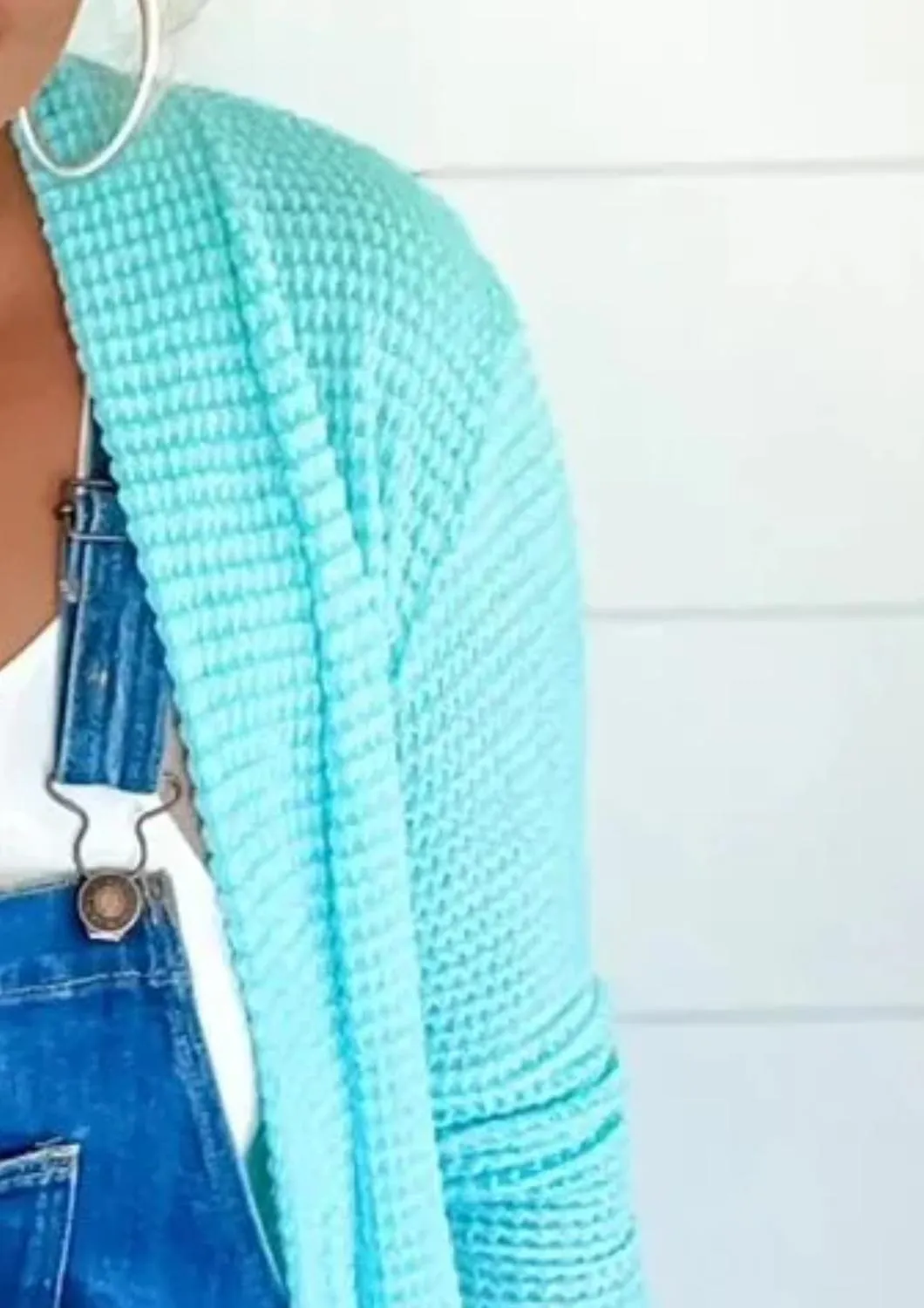 Soft Popcorn Cardigan In Teal