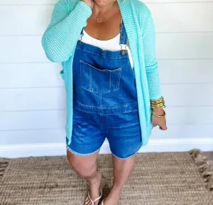 Soft Popcorn Cardigan In Teal
