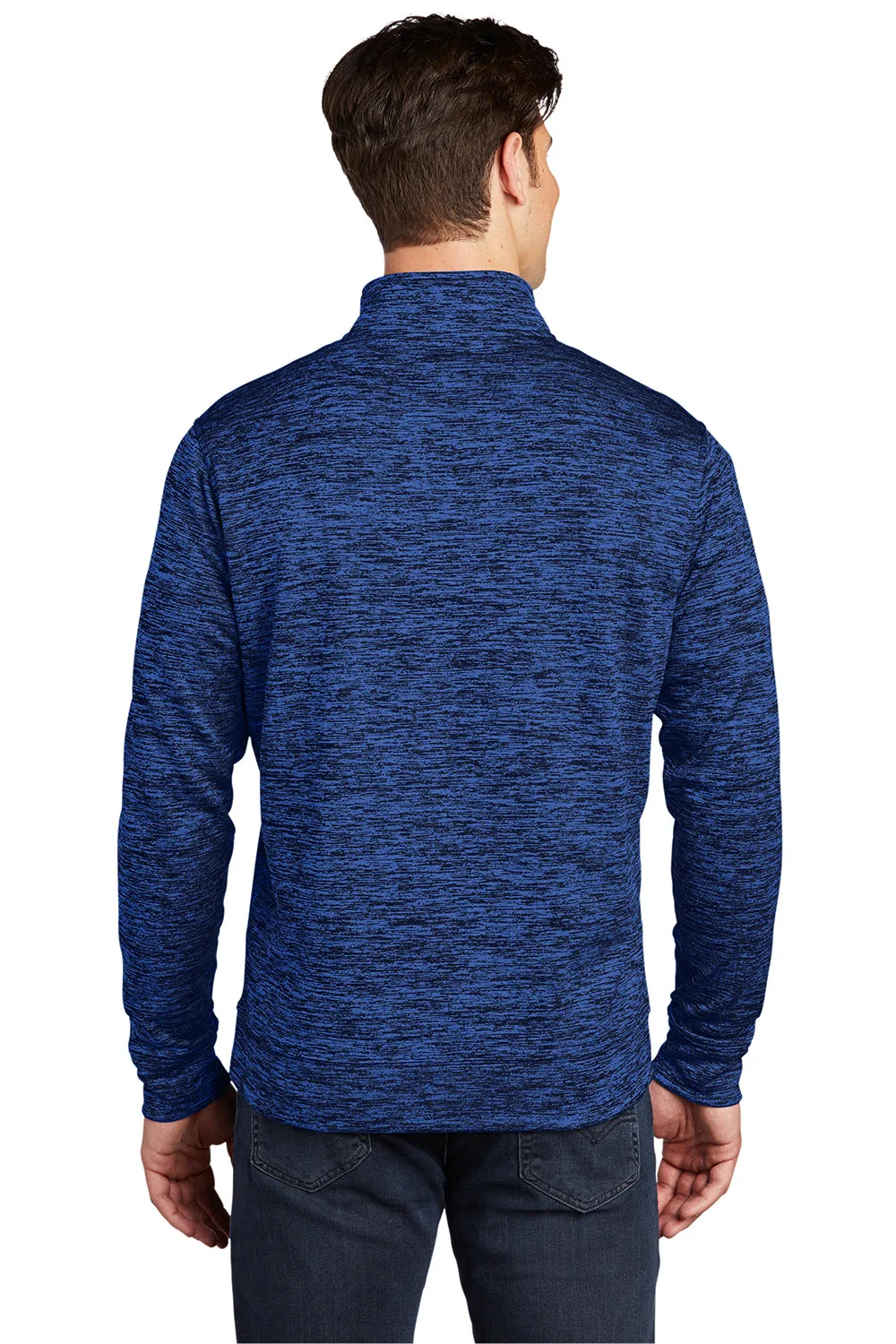 Sport-Tek Mens Electric Heather Moisture Wicking Fleece 1/4 Zip Sweatshirt - Dark Royal Blue Electric