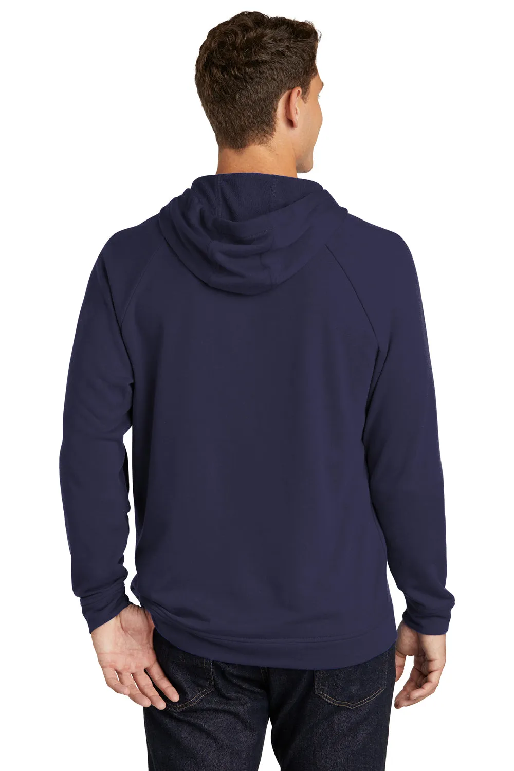 Sport-Tek Mens French Terry Hooded Sweatshirt Hoodie w/ Pouch Pocket - True Navy Blue
