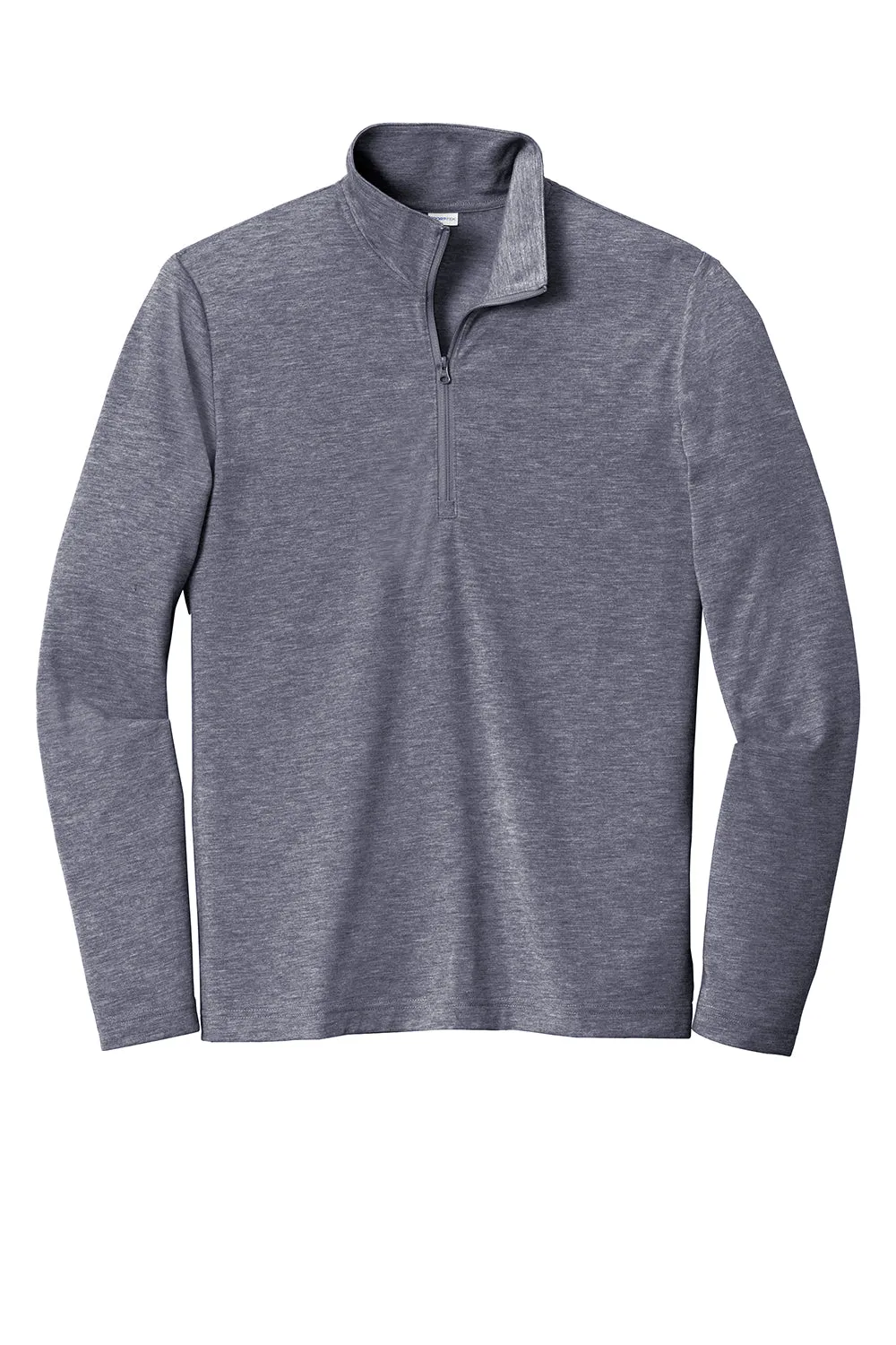 Sport-Tek Mens Moisture Wicking 1/4 Zip Sweatshirt - Heather True Navy Blue