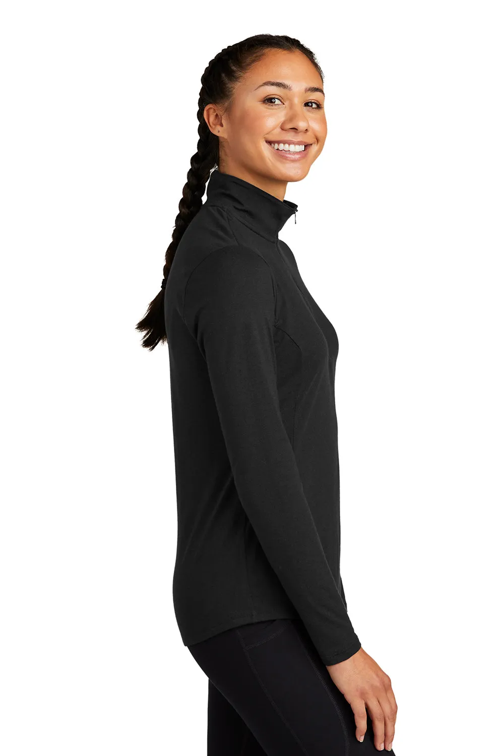 Sport-Tek Womens Moisture Wicking 1/4 Zip Sweatshirt - Black