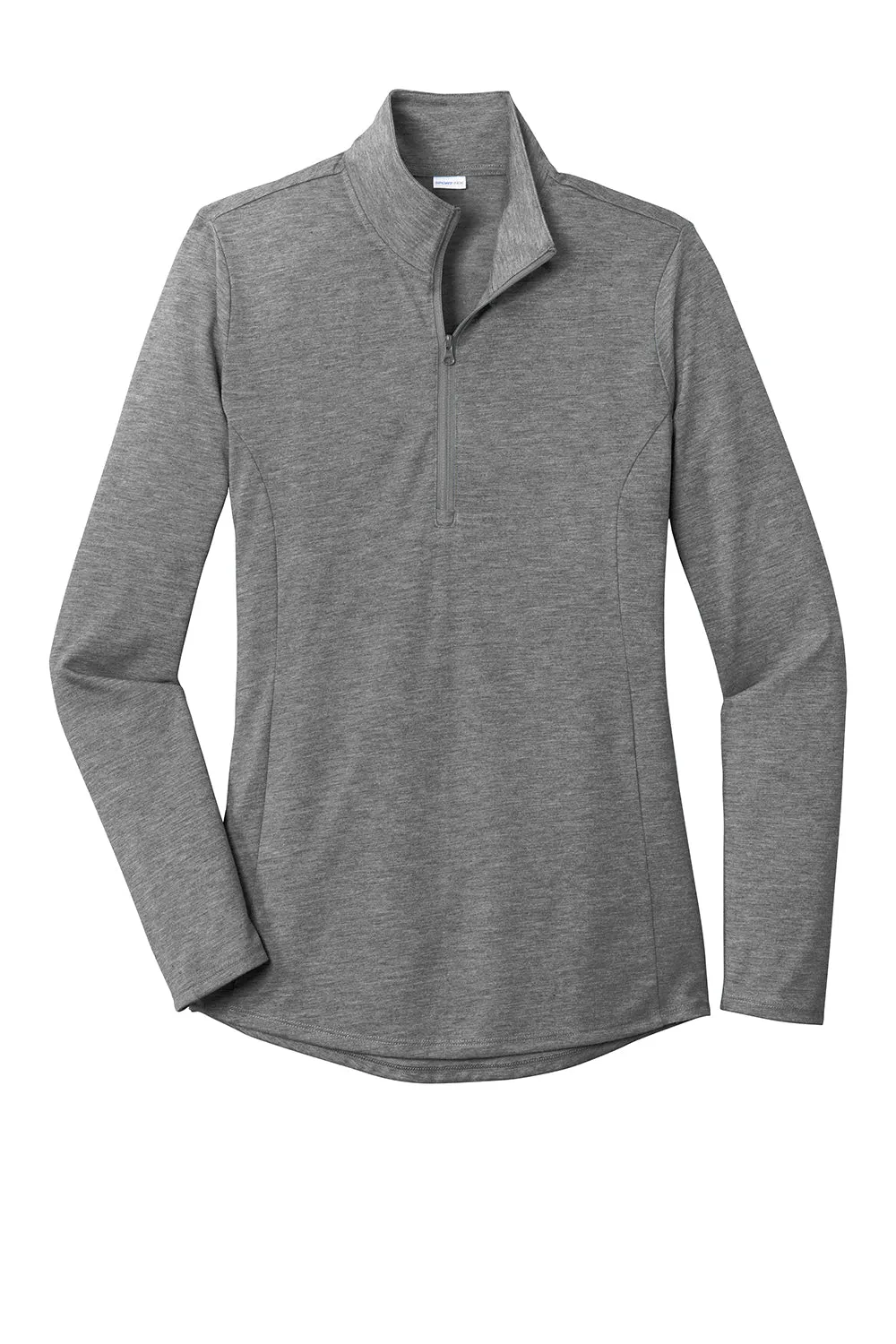 Sport-Tek Womens Moisture Wicking 1/4 Zip Sweatshirt - Heather Dark Grey