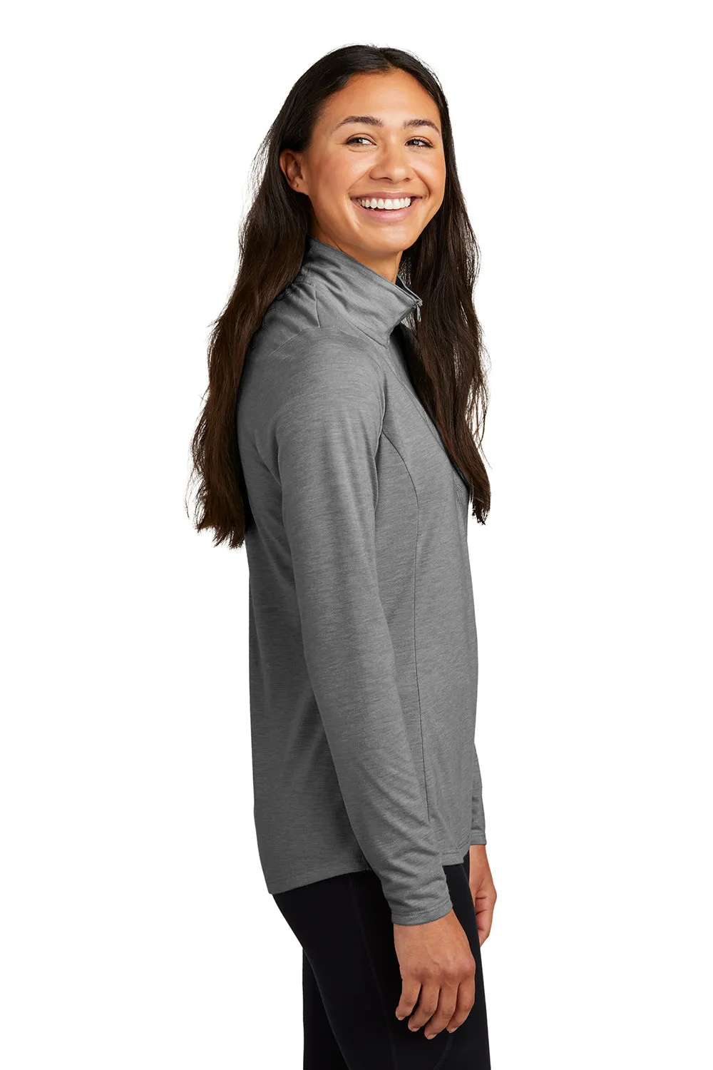 Sport-Tek Womens Moisture Wicking 1/4 Zip Sweatshirt - Heather Dark Grey