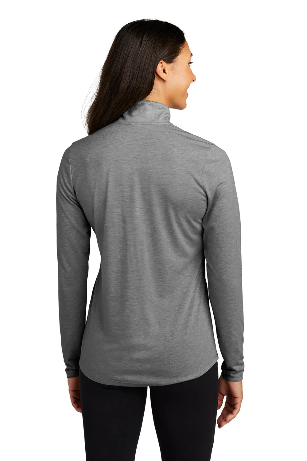 Sport-Tek Womens Moisture Wicking 1/4 Zip Sweatshirt - Heather Dark Grey