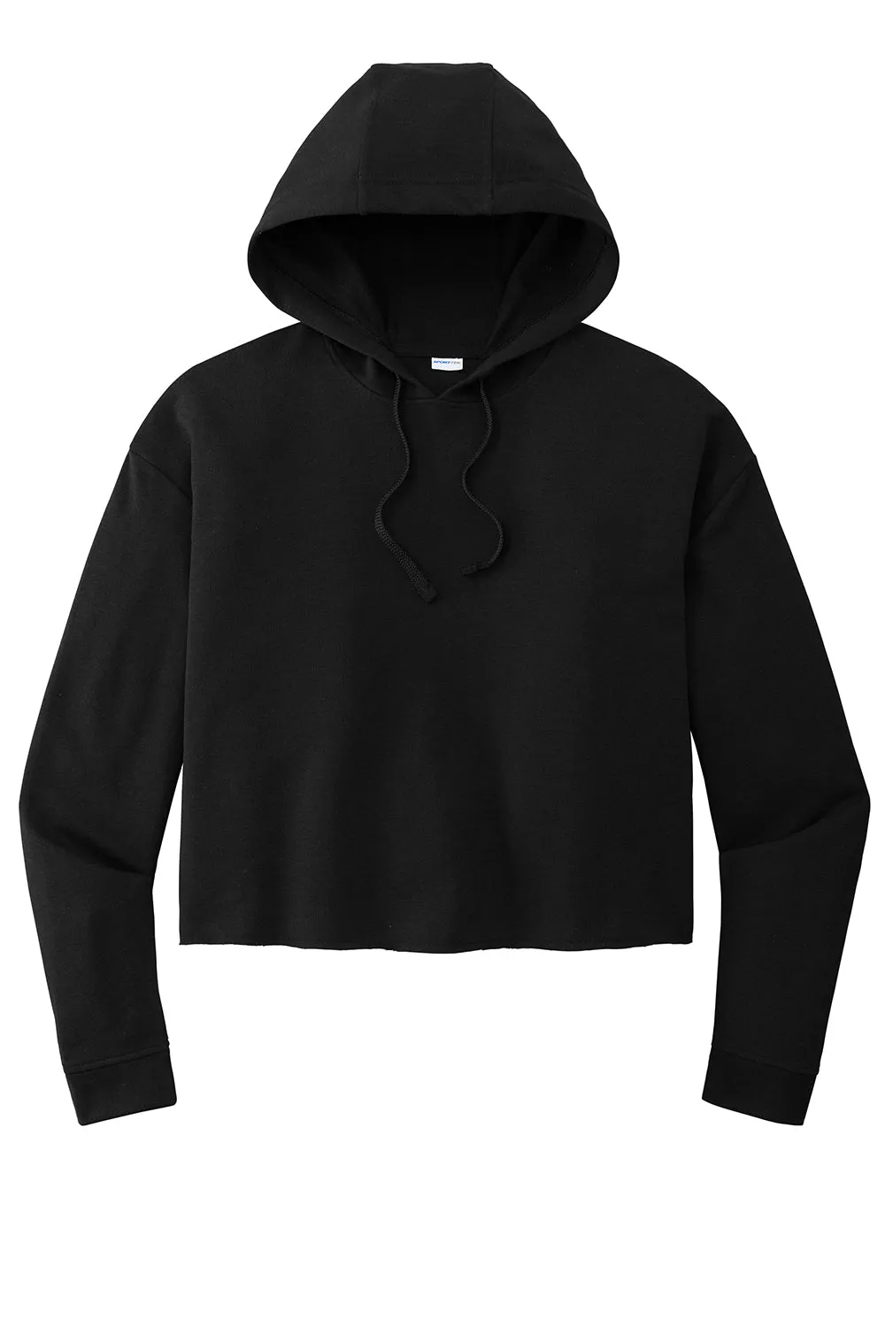 Sport-Tek Womens Moisture Wicking Fleece Crop Hooded Sweatshirt Hoodie - Black - Closeout