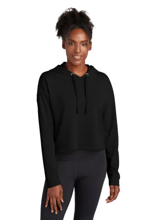 Sport-Tek Womens Moisture Wicking Fleece Crop Hooded Sweatshirt Hoodie - Black - Closeout