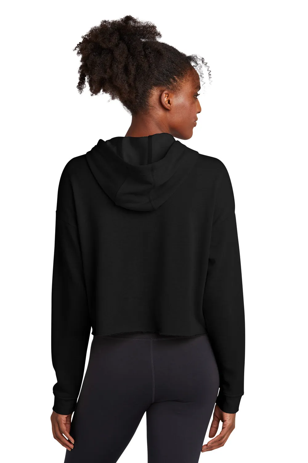 Sport-Tek Womens Moisture Wicking Fleece Crop Hooded Sweatshirt Hoodie - Black - Closeout