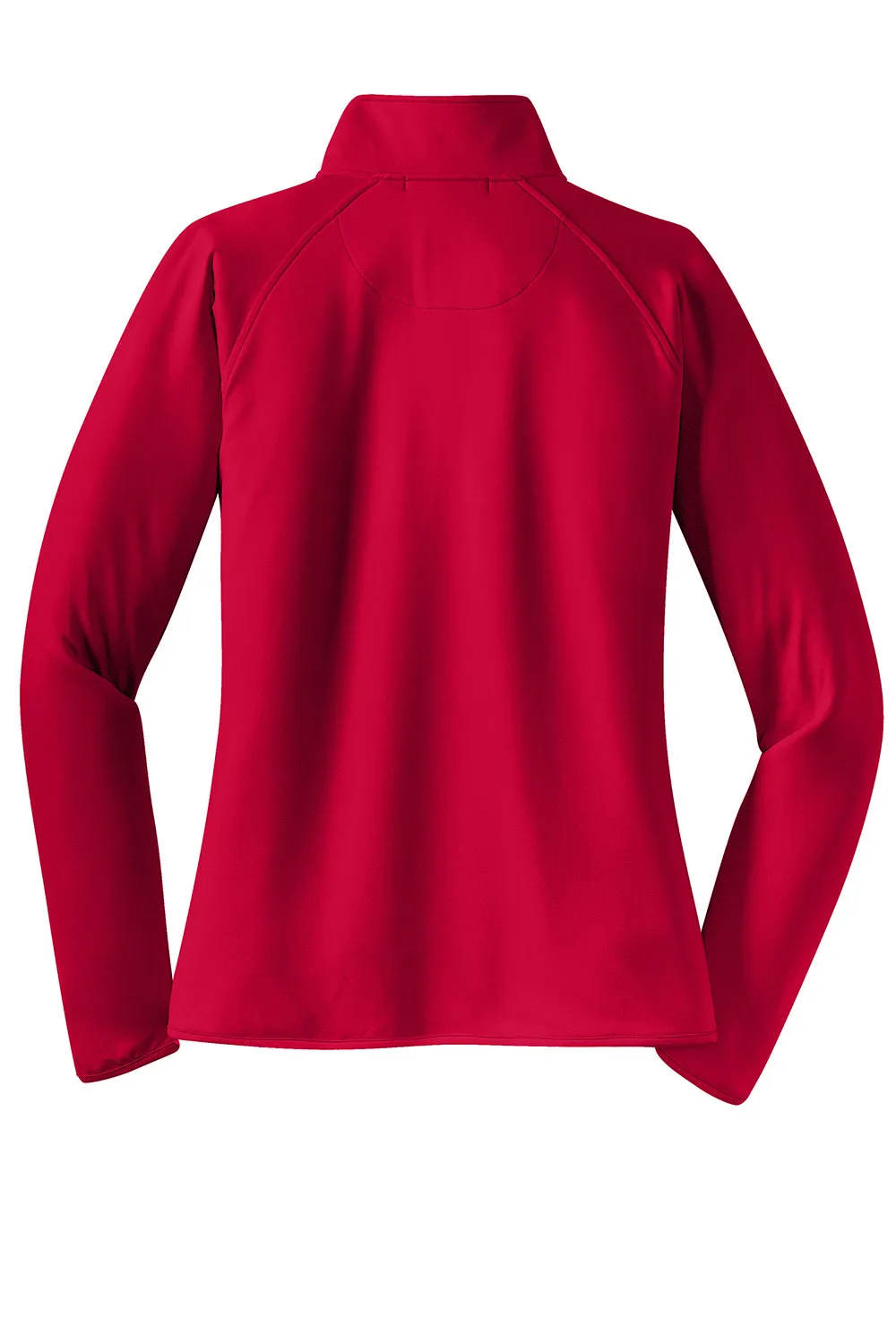 Sport-Tek Womens Sport-Wick Moisture Wicking 1/4 Zip Sweatshirt w/ Pouch Pocket - Deep Red