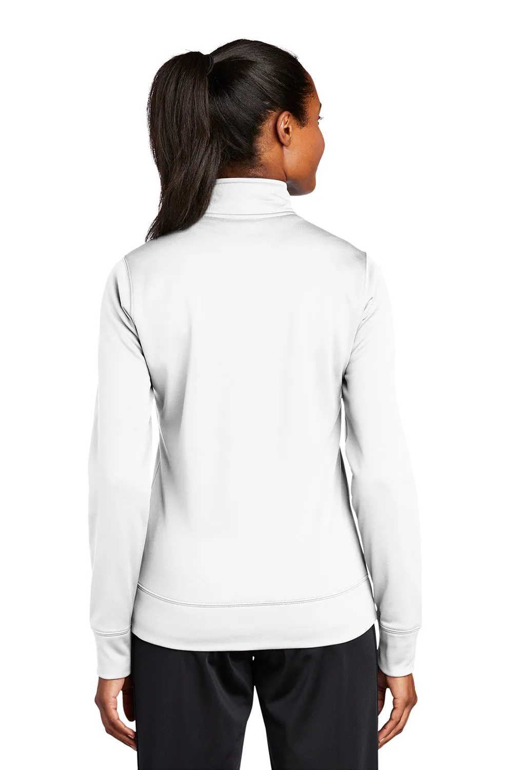 Sport-Tek Womens Sport-Wick Moisture Wicking Fleece Full Zip Sweatshirt w/ Pockets - White
