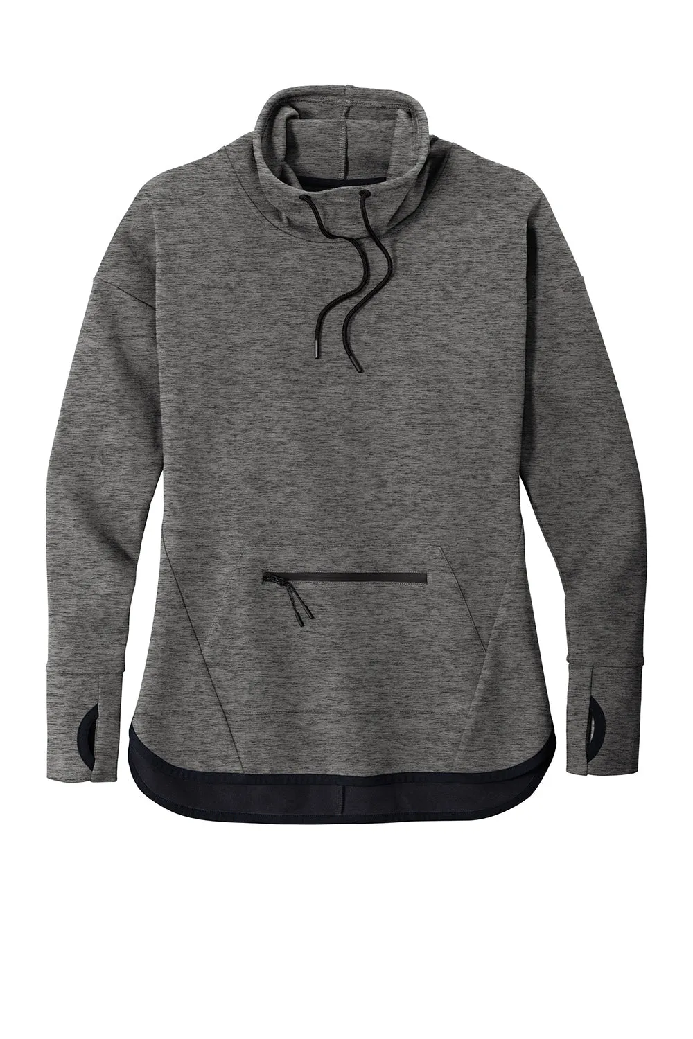 Sport-Tek Womens Triumph Fleece Cowl Neck Sweatshirt w/ Pocket - Heather Dark Grey