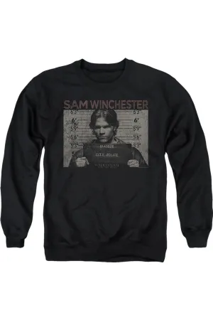Supernatural Sam Mug Shot Adult Crewneck Sweatshirt