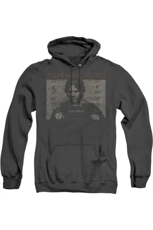 Supernatural Sam Mug Shot Adult Heather Hoodie / Hooded Sweatshirt