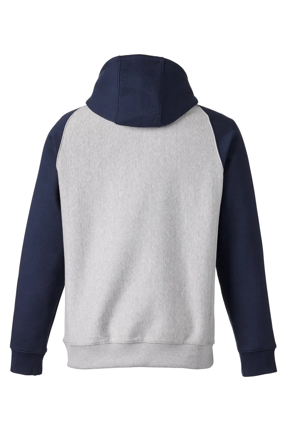 Team 365 Mens Zone HydroSport Water Resistant Colorblock Hooded Sweatshirt Hoodie w/ Pouch Pocket - Heather Grey/Dark Navy Blue