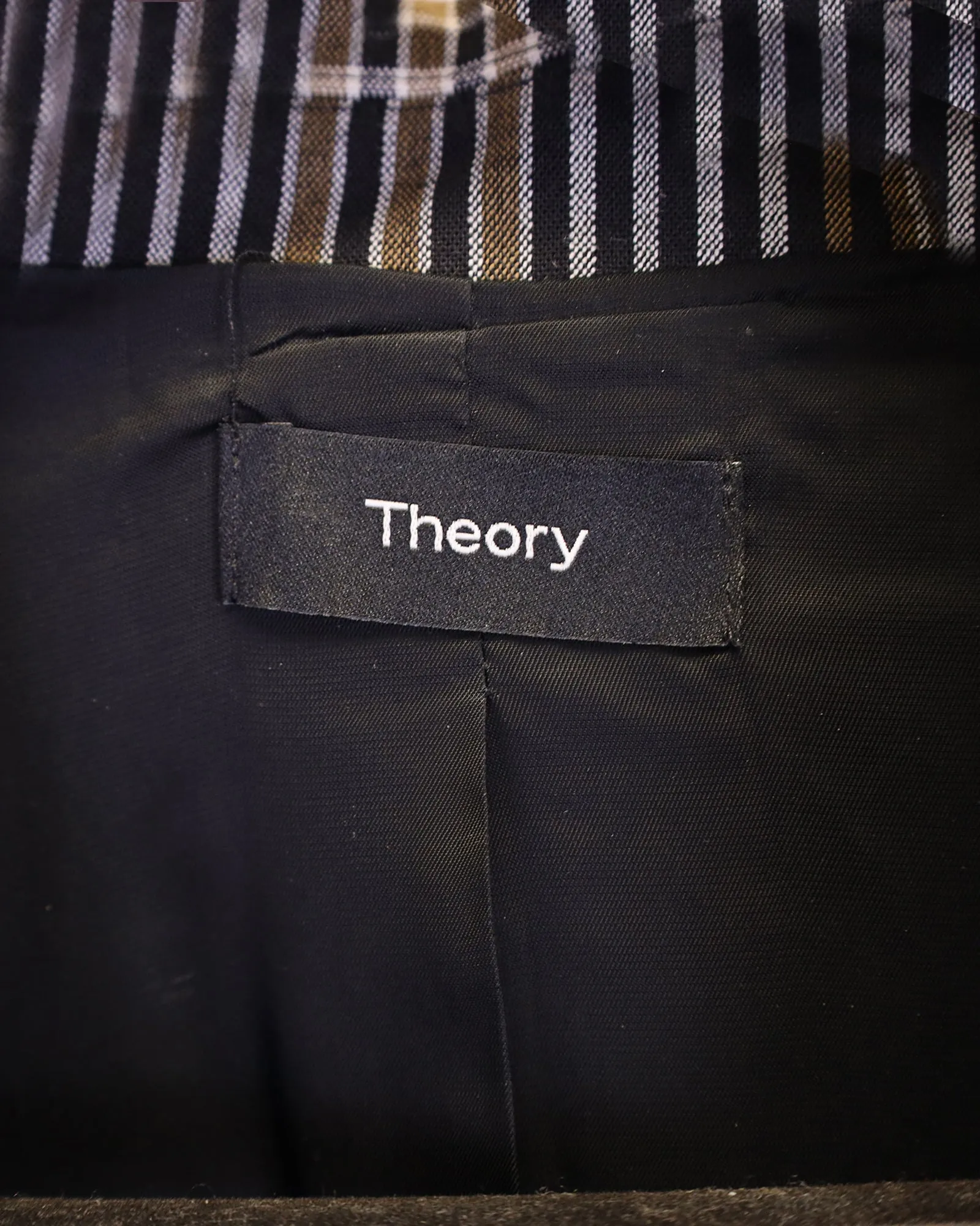 Theory Becket Belted Checked Blazer in Brown Polyester and Wool