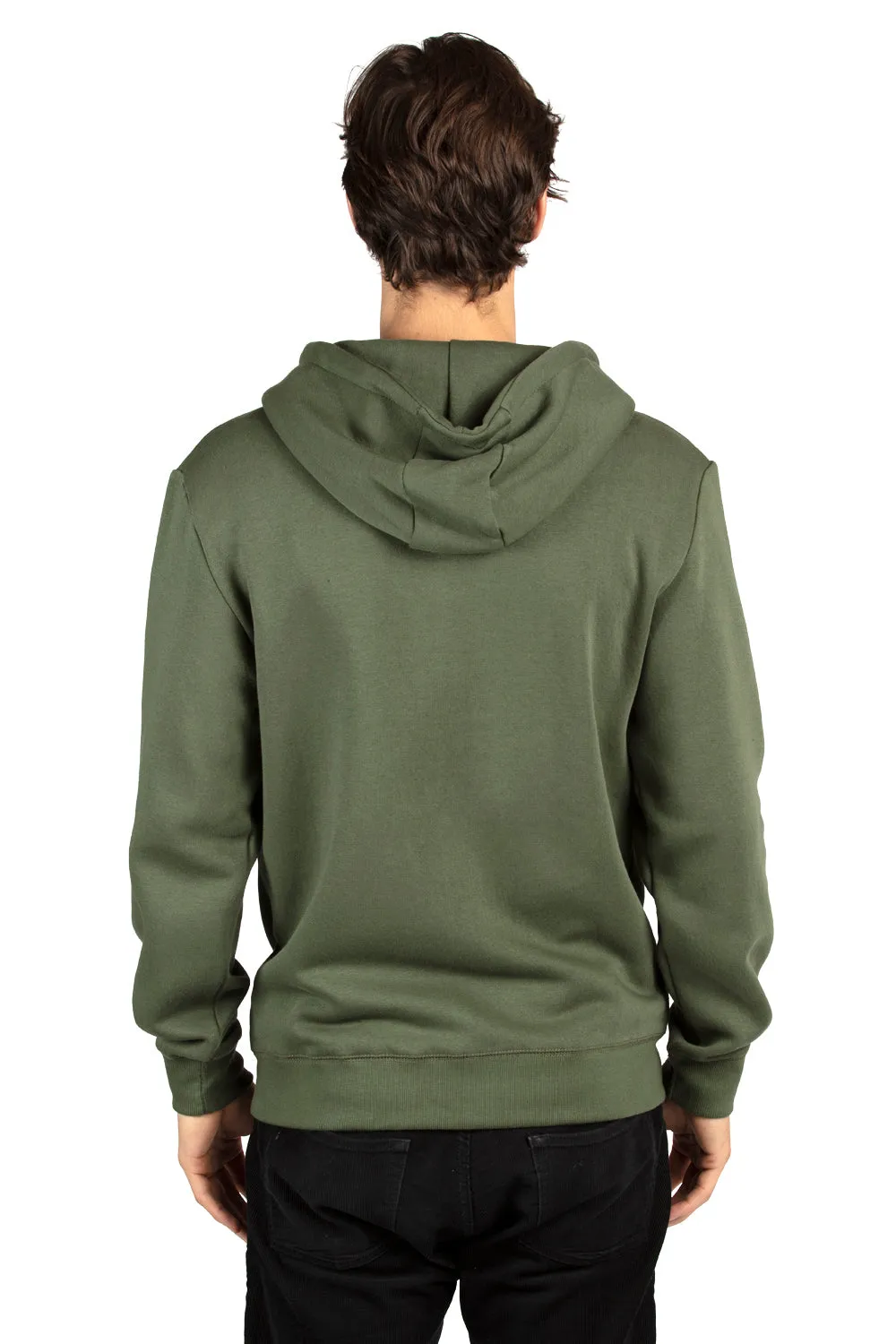 Threadfast Apparel Mens Ultimate Fleece Full Zip Hooded Sweatshirt Hoodie w/ Pockets - Army Green