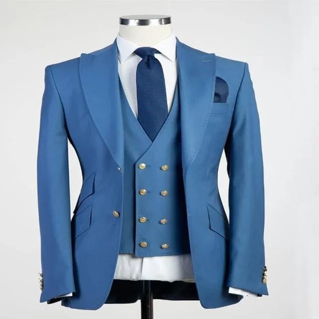 Three Piece Suit Men's Double Breast Vest Suit