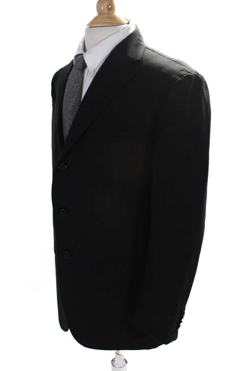 Tincati Mens Darted Collared Buttoned Long Sleeve Blazer Jacket Black