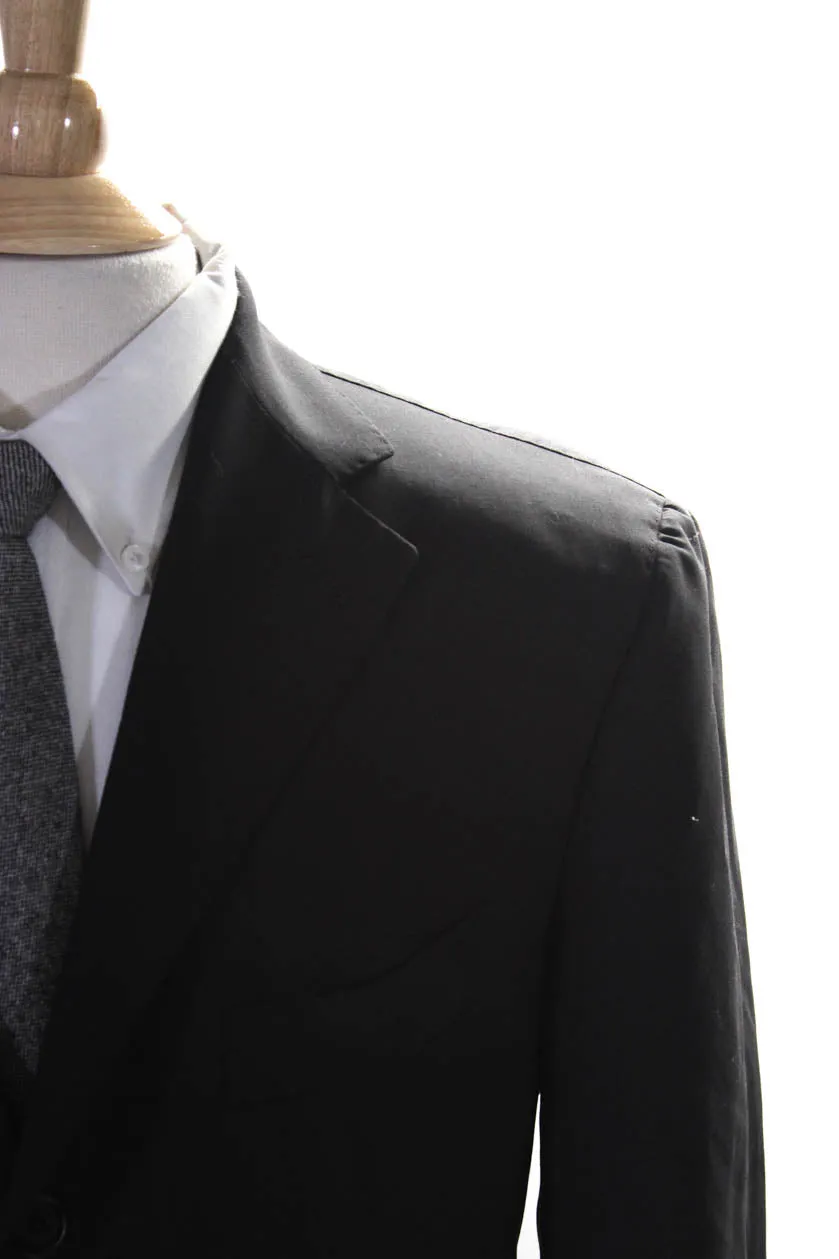 Tincati Mens Darted Collared Buttoned Long Sleeve Blazer Jacket Black