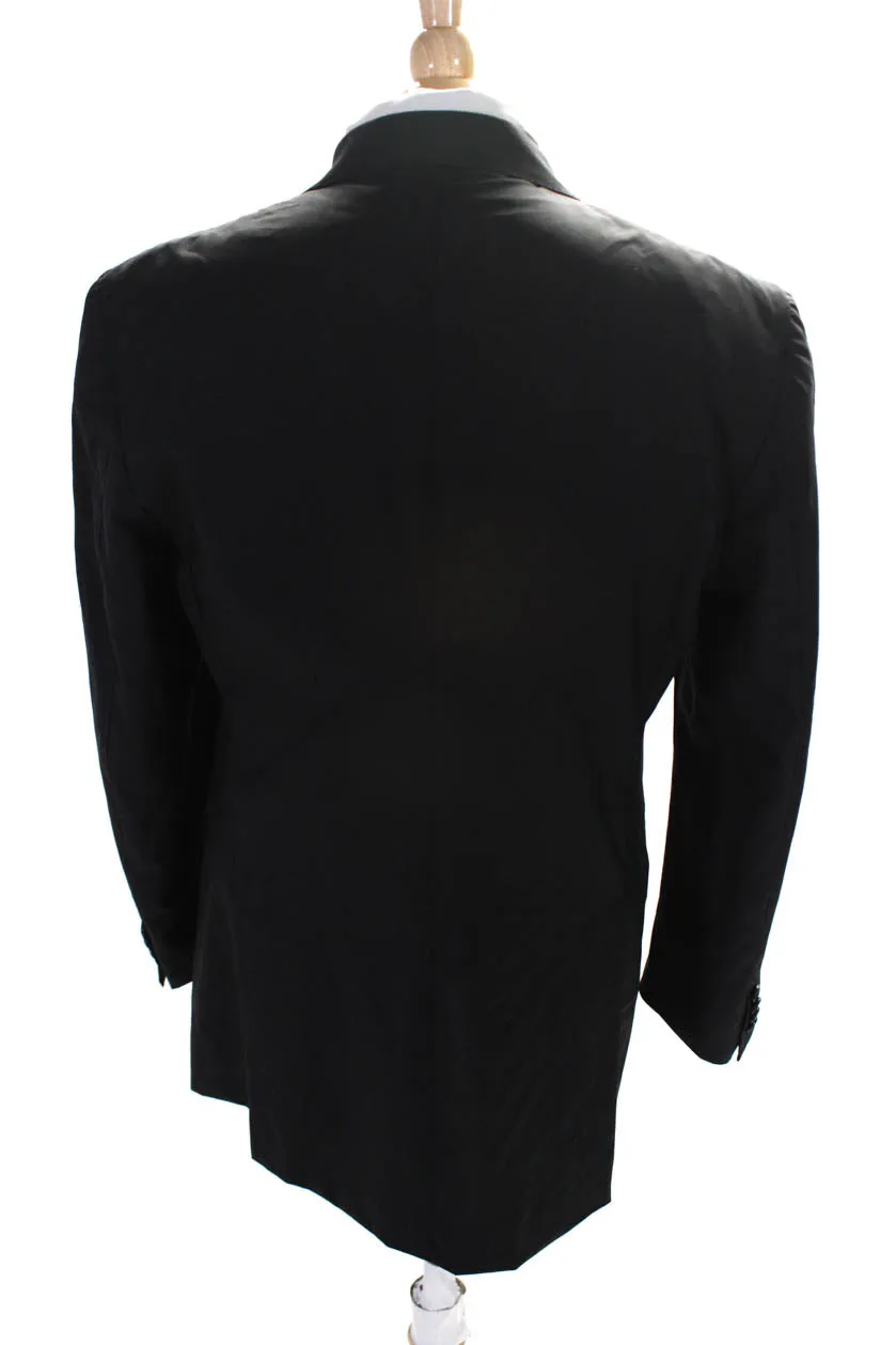 Tincati Mens Darted Collared Buttoned Long Sleeve Blazer Jacket Black