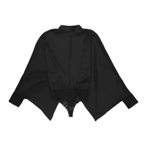 Tom Ford Womens Wide Sleeve Silk Bodysuit In Black