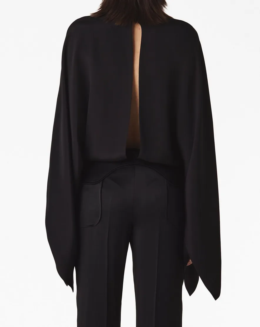 Tom Ford Womens Wide Sleeve Silk Bodysuit In Black