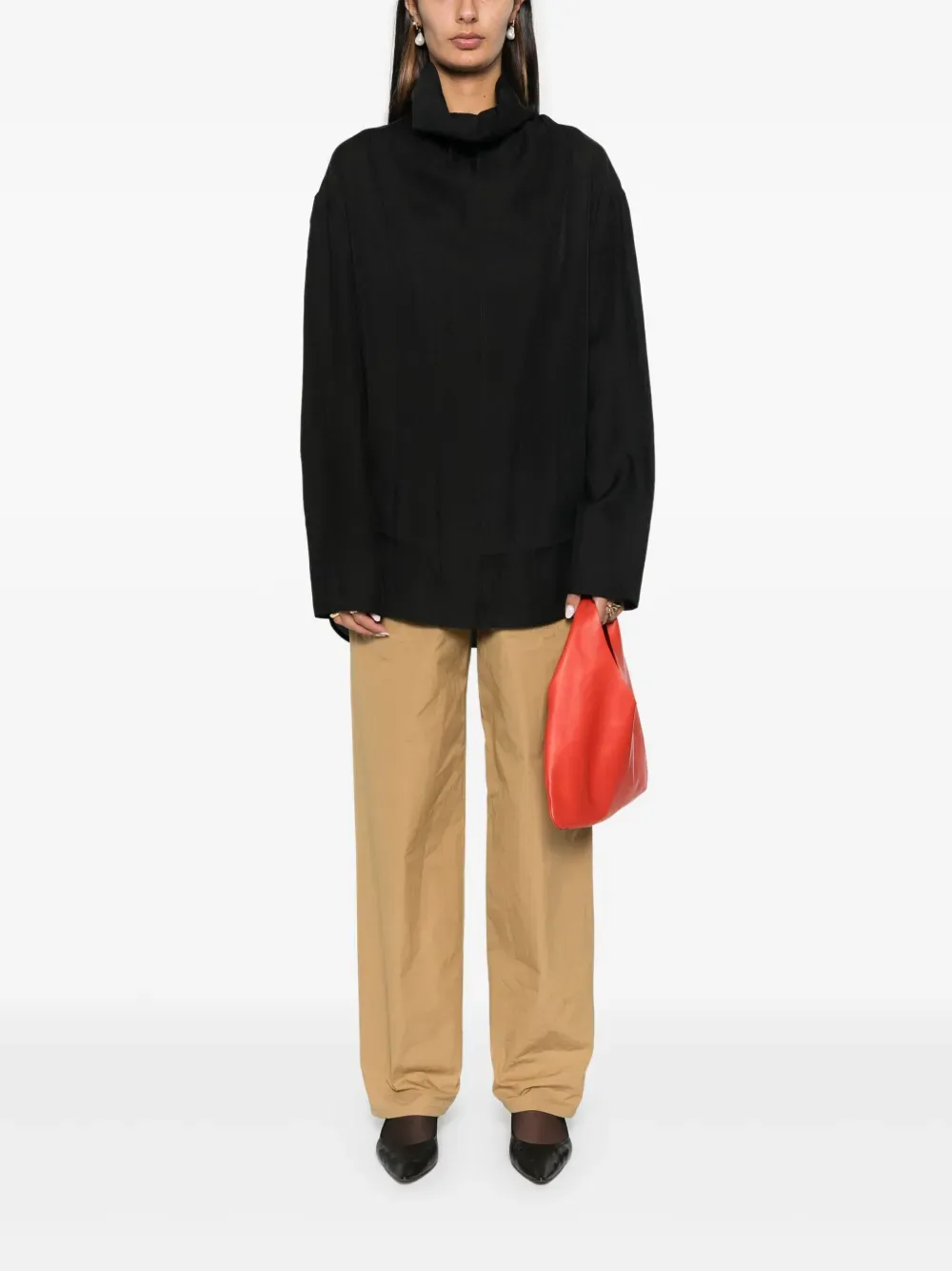 TOTEME - Women Lyocell Blend Funnel-Neck Organza Blouse Clothing_toteme