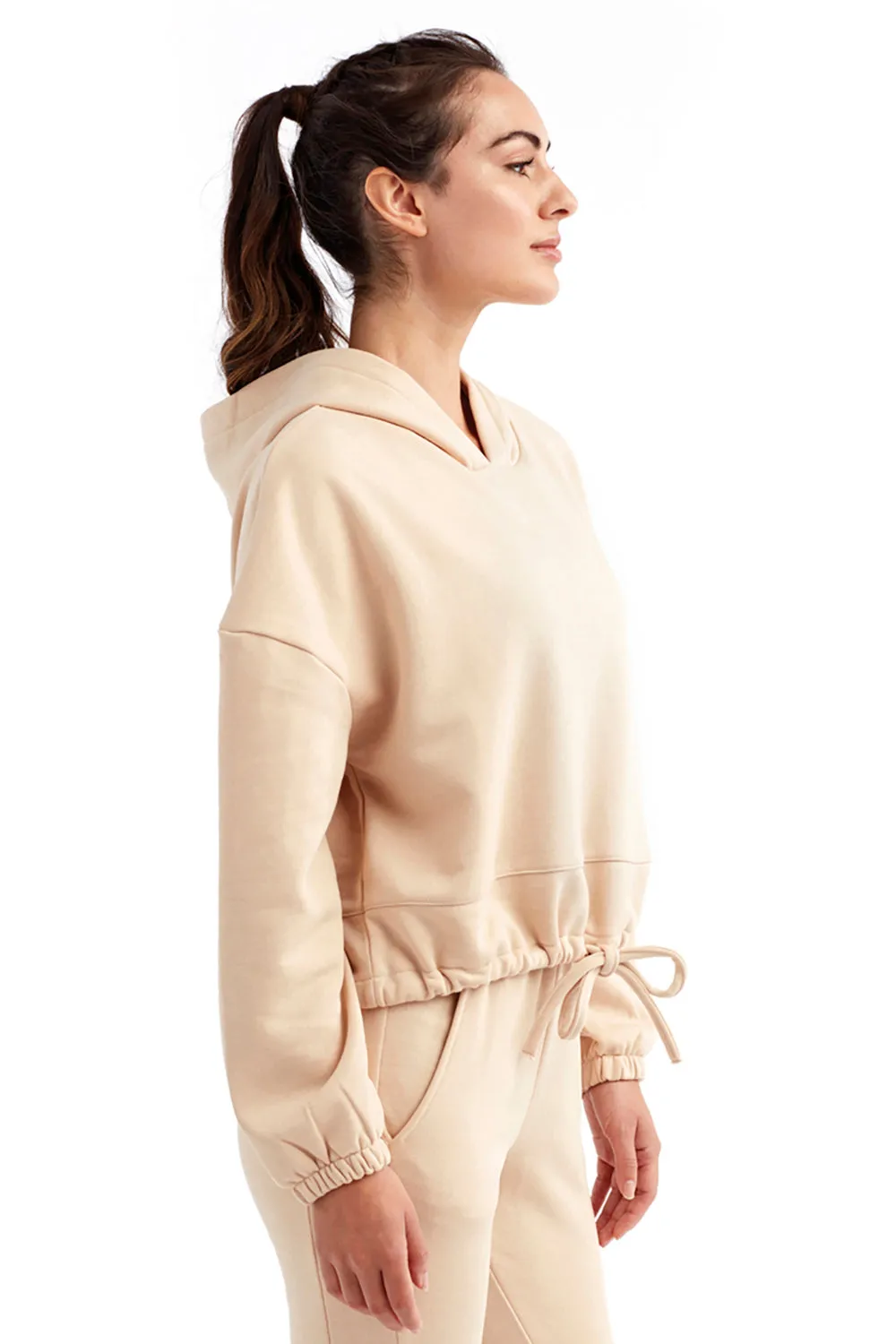 TriDri Womens Maria Cropped Hooded Sweatshirt Hoodie - Nude