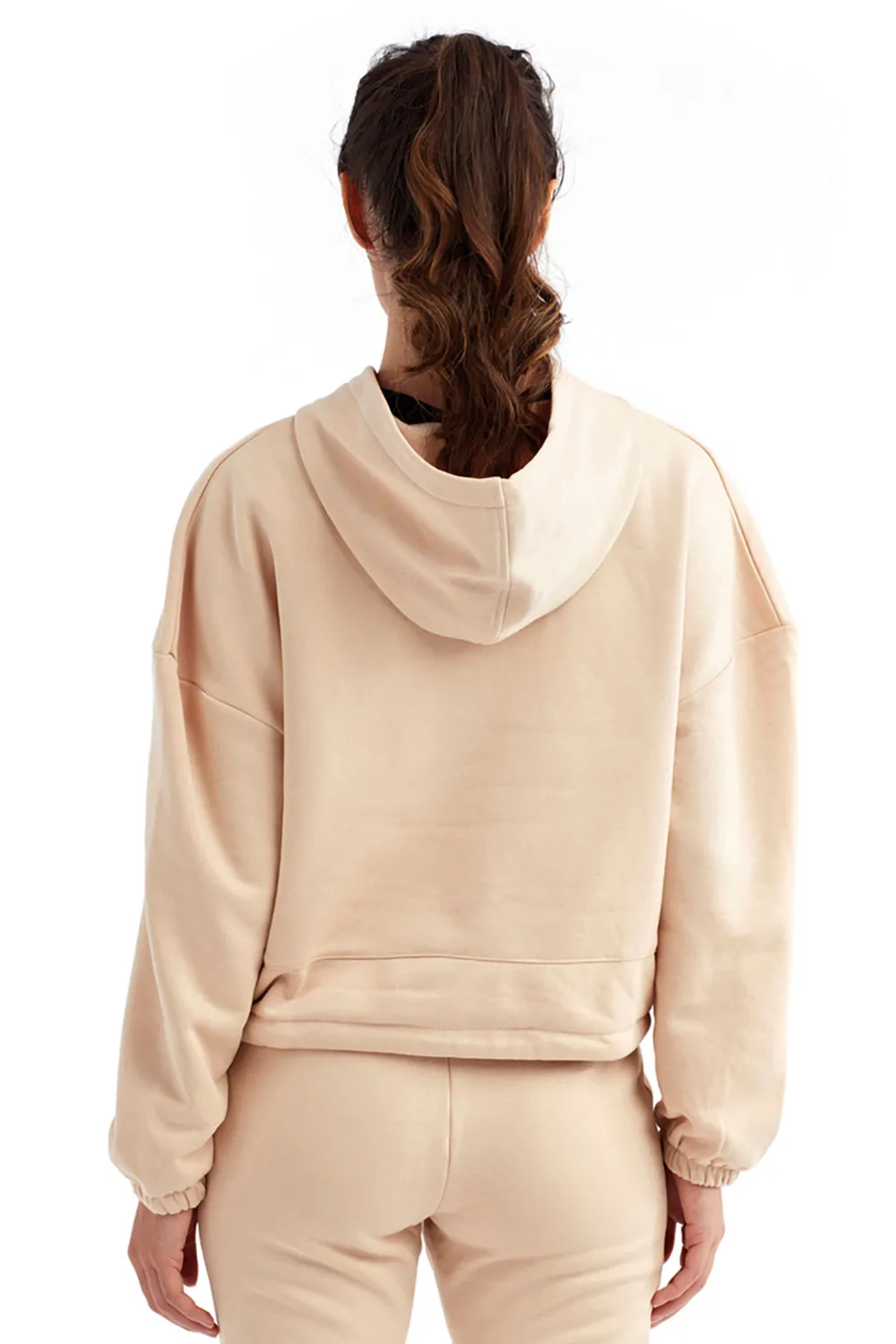 TriDri Womens Maria Cropped Hooded Sweatshirt Hoodie - Nude