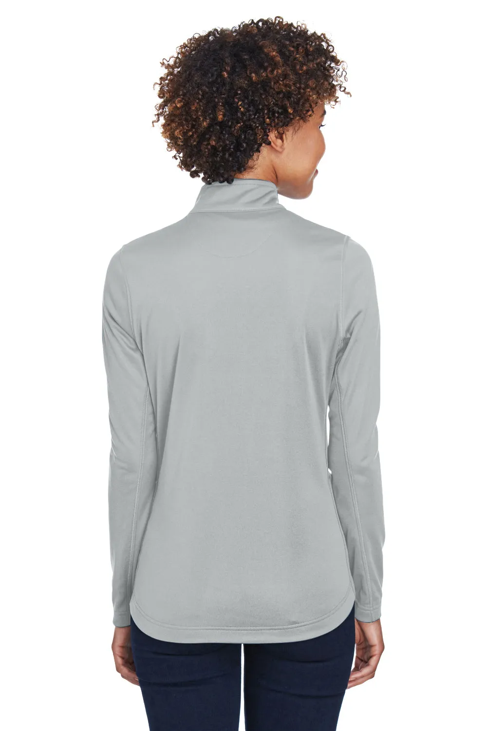 UltraClub Womens Cool & Dry Moisture Wicking 1/4 Zip Sweatshirt w/ Pocket - Grey
