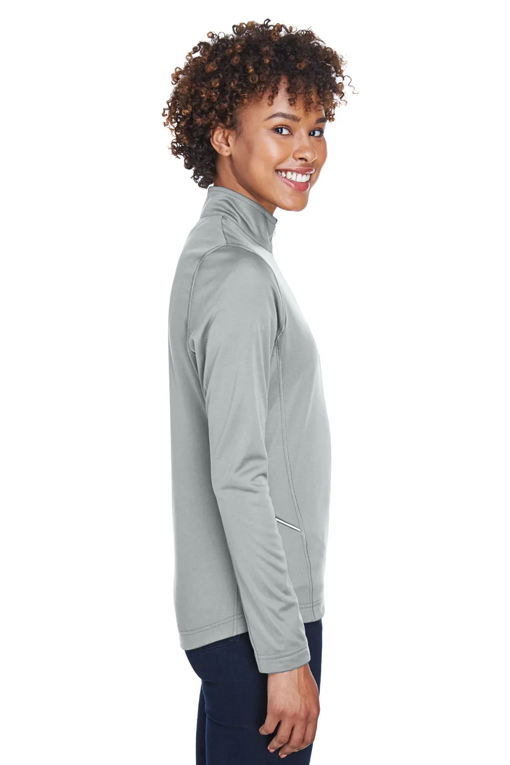 UltraClub Womens Cool & Dry Moisture Wicking 1/4 Zip Sweatshirt w/ Pocket - Grey