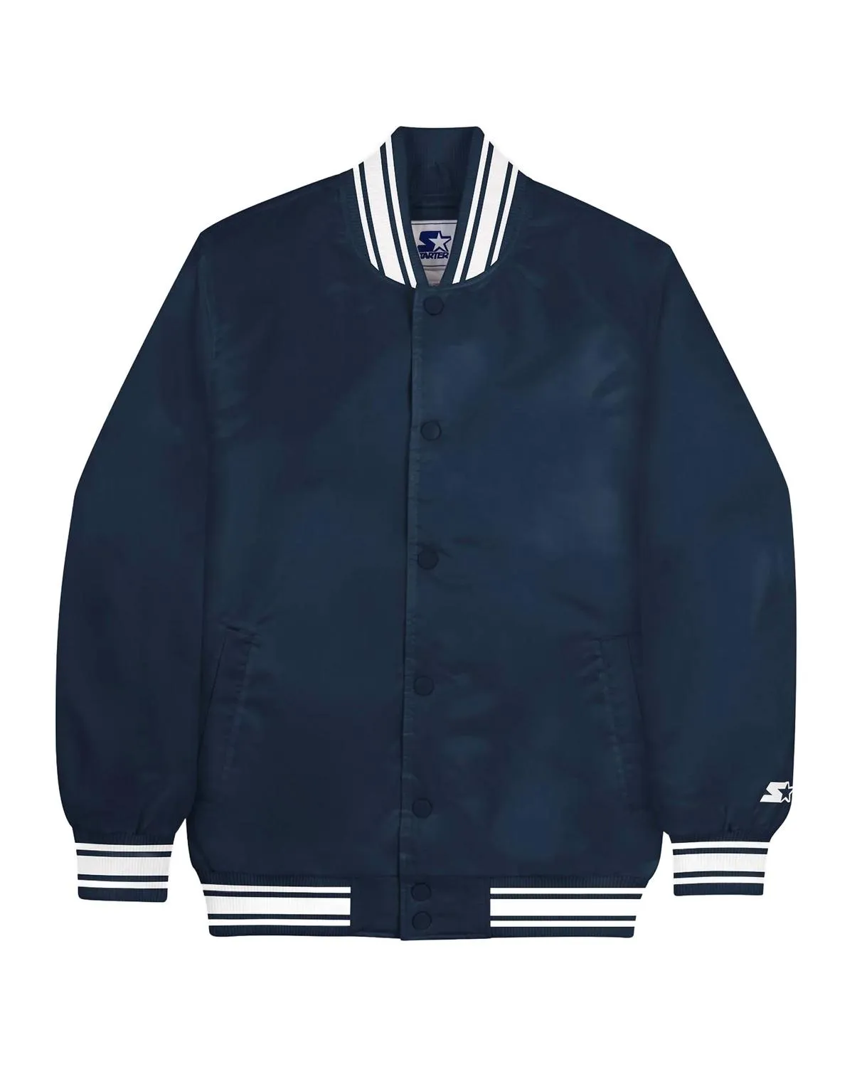 Unisesx Locker Room Full Snap Satin Jacket In Navy