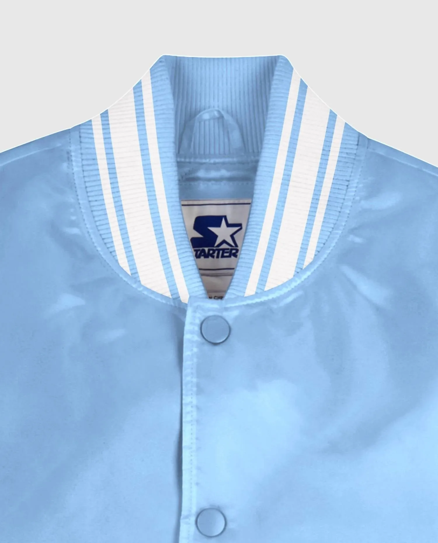 Unisex Locker Room Full Snap Satin Jacket In Light Blue
