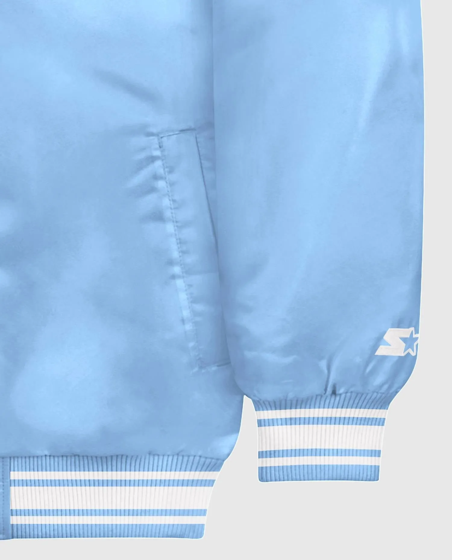 Unisex Locker Room Full Snap Satin Jacket In Light Blue