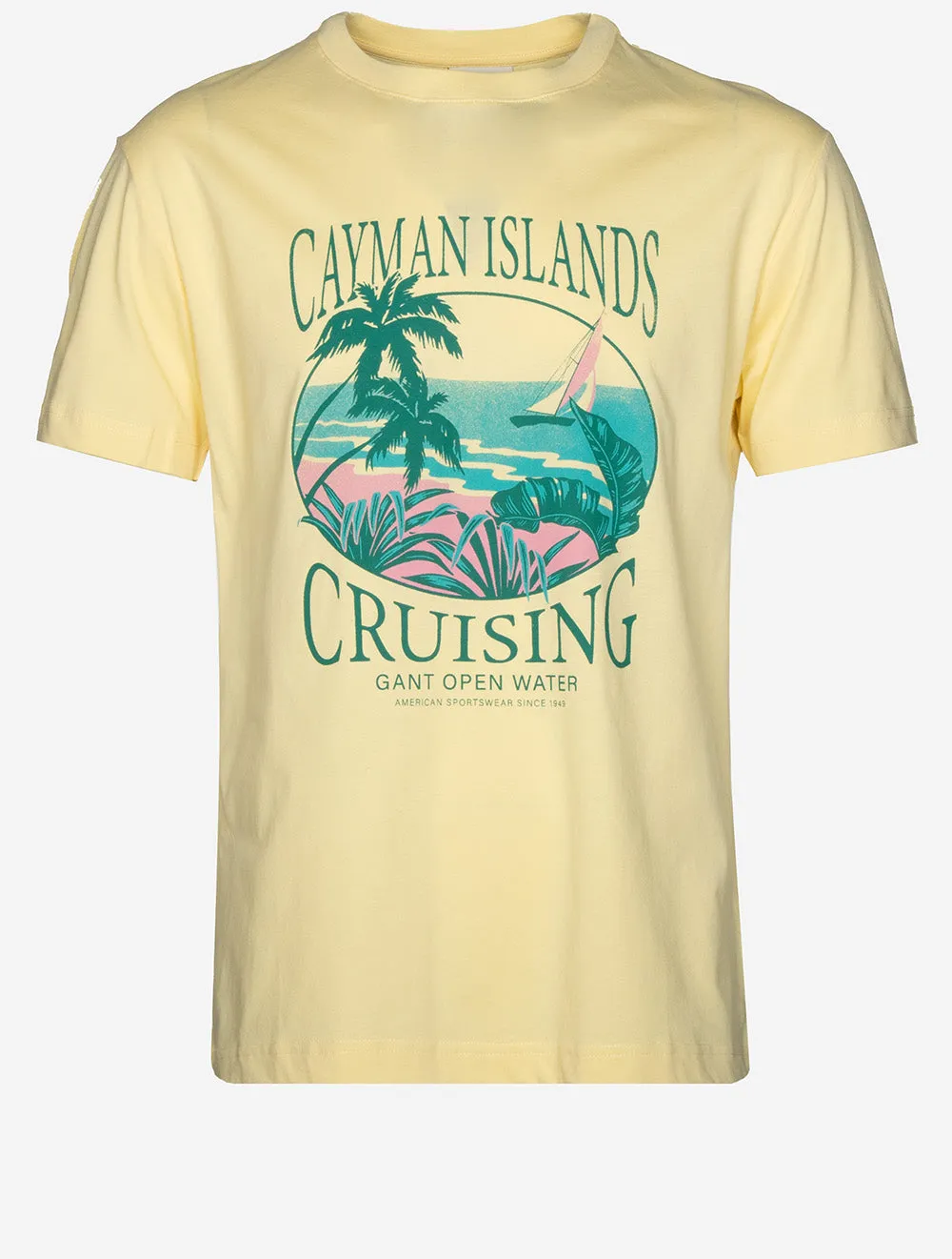 USA Sailing Print Graphic T-Shirt Dusty Light Yellow
