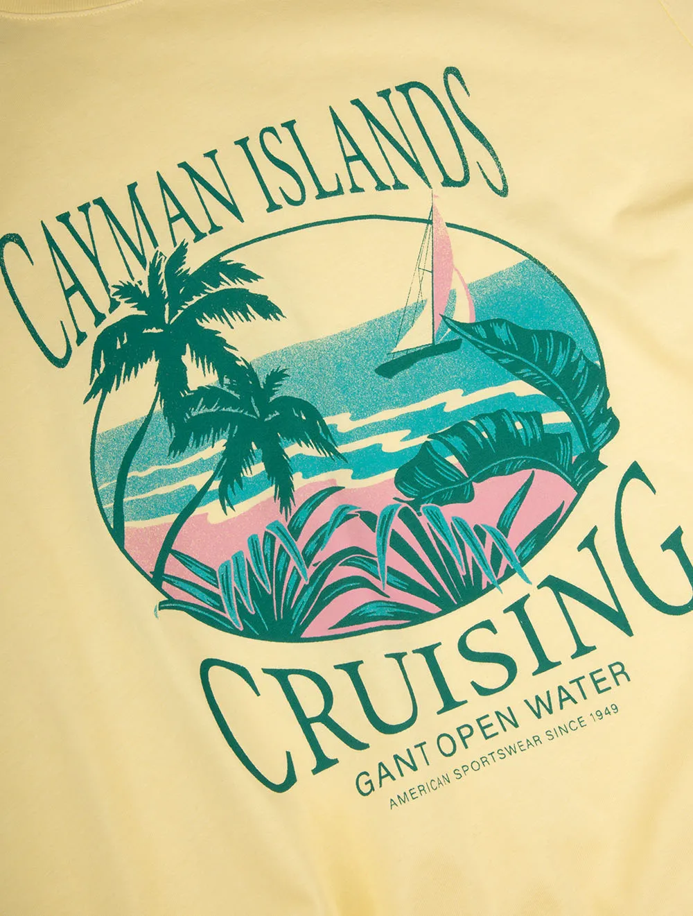 USA Sailing Print Graphic T-Shirt Dusty Light Yellow