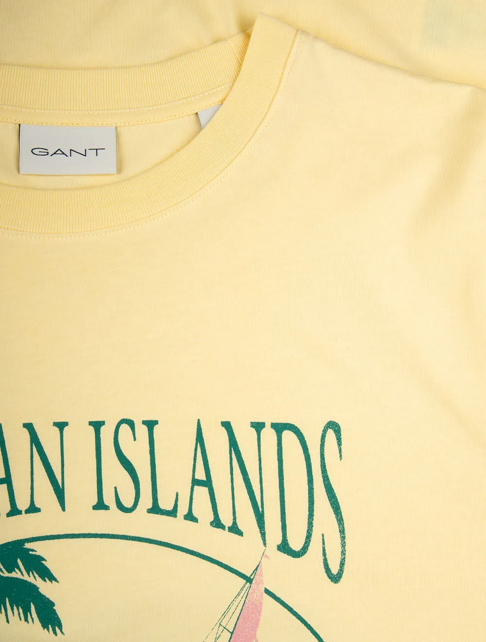 USA Sailing Print Graphic T-Shirt Dusty Light Yellow