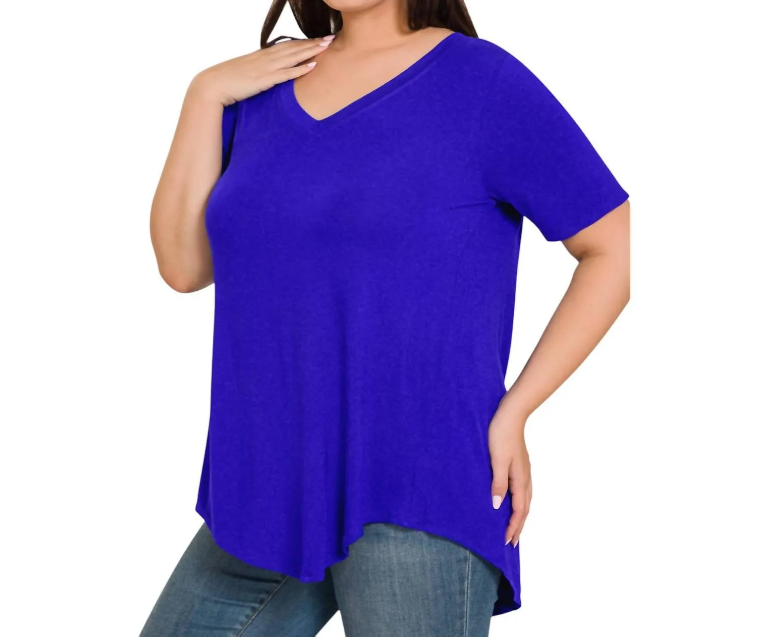 V-Neck Tunic Top In Violet