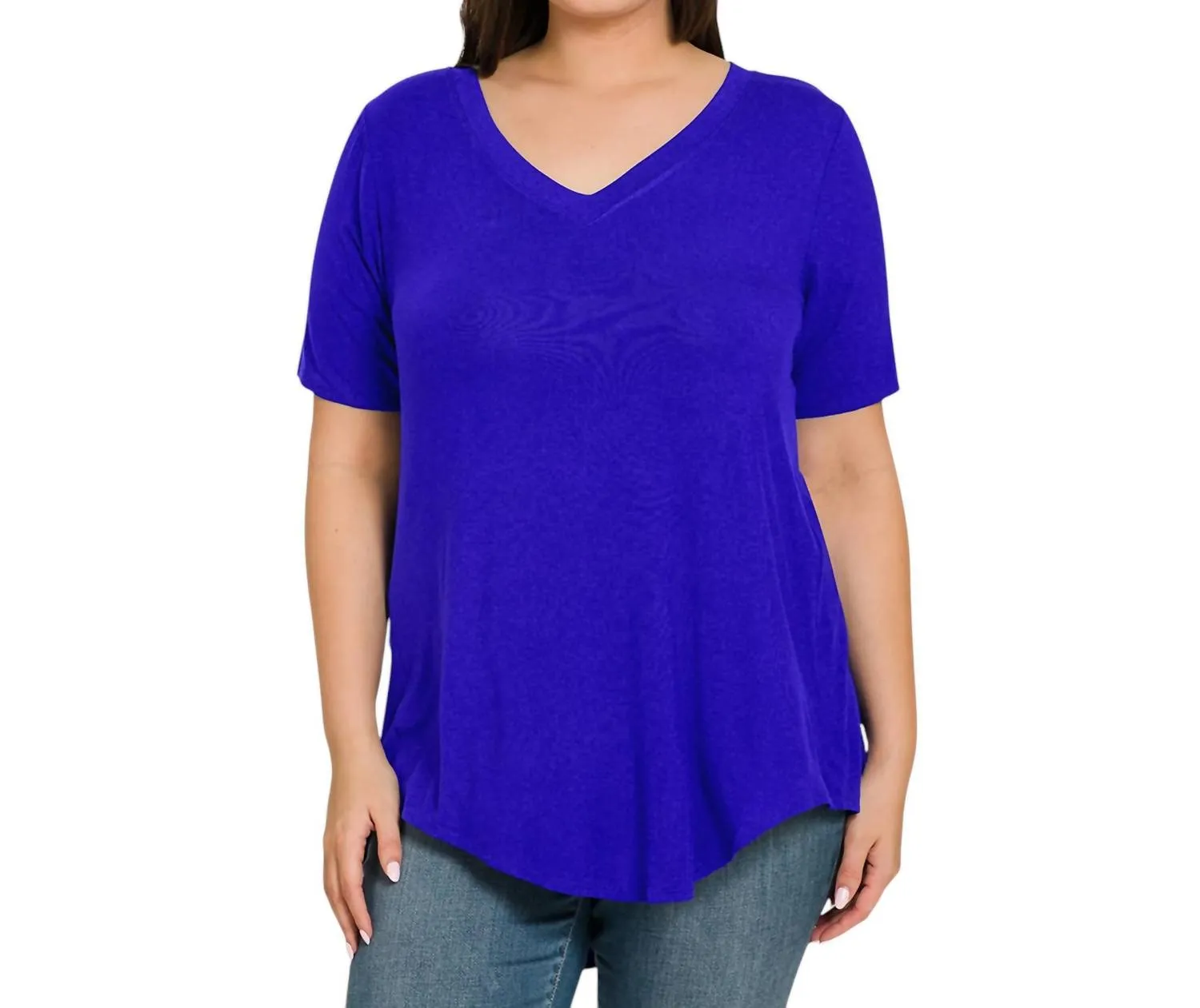 V-Neck Tunic Top In Violet