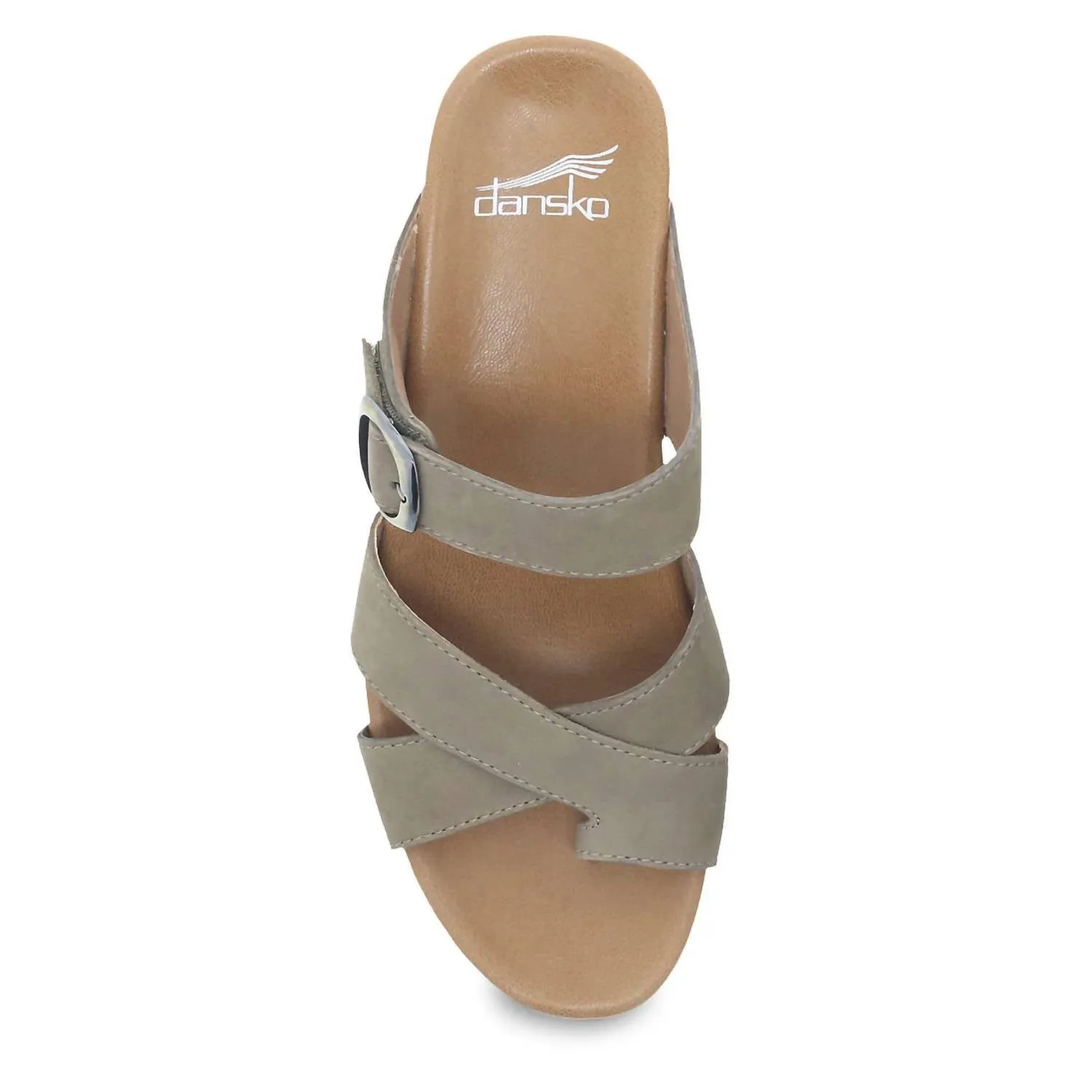 Women's Aubree Strappy Toe Loop Slide Wedge Sandal In Taupe Nubuck