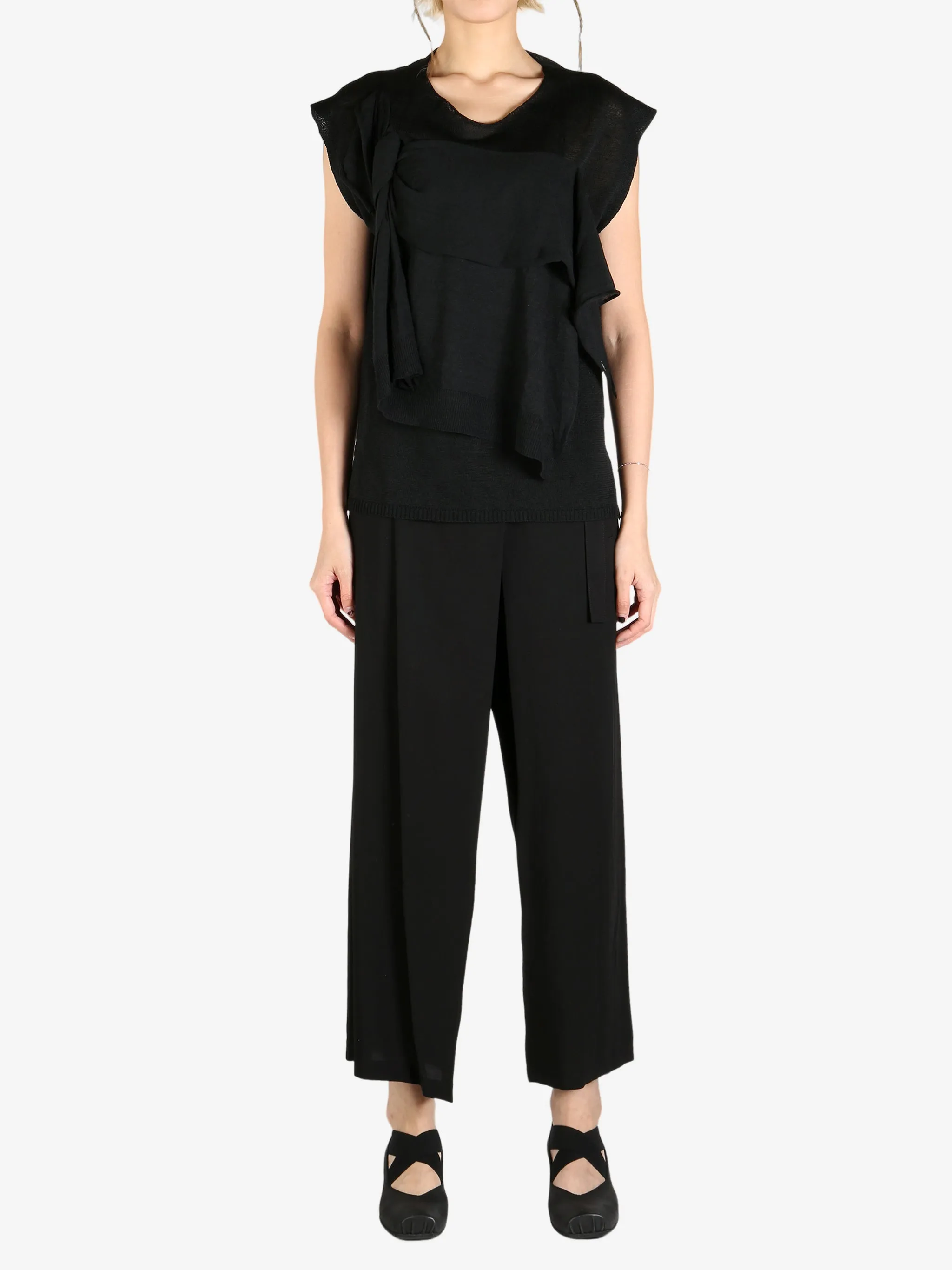 YOHJI YAMAMOTO - Women Draped French Sleeves Top Clothing_yohji-yamamoto