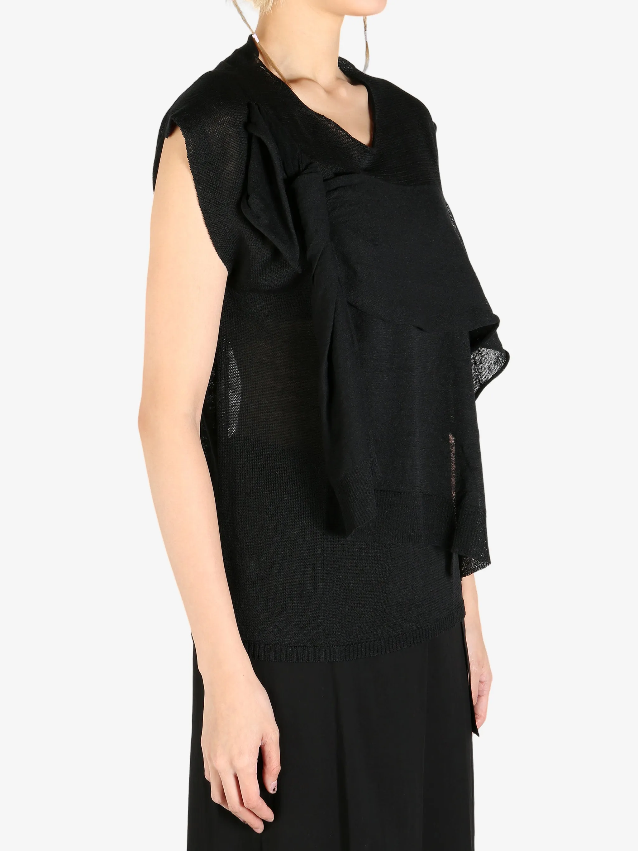 YOHJI YAMAMOTO - Women Draped French Sleeves Top Clothing_yohji-yamamoto