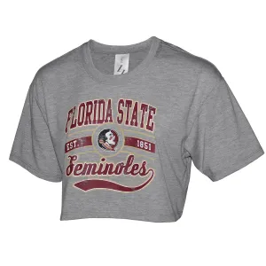 ZooZatz Women's Florida State Seminoles/Seminole Logo Design Short Sleeve Boxy Crop T-shirt - Grey ZooZatz Clothing Women
